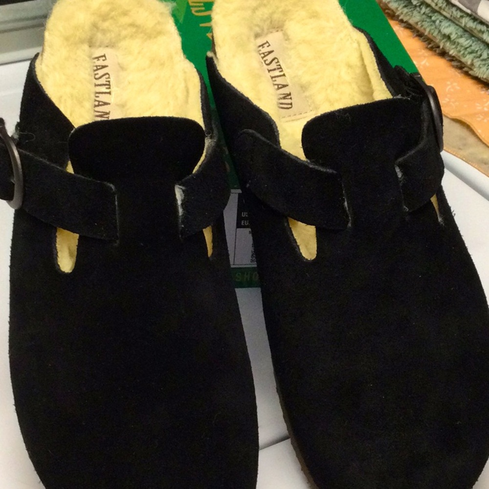COPY - Gina by east land black suede clogs, size8.